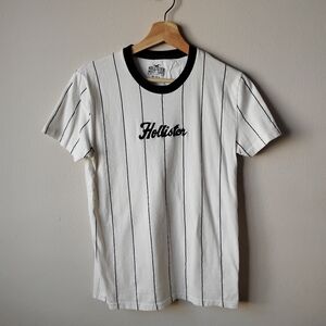 Hollister White and Black Short Sleeve Tee